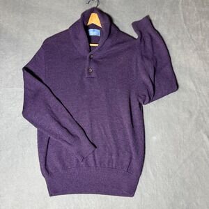 Ben Silver Charleston Mens Purple 100% Royal Alpaca Shawl Collar Sweater Size M